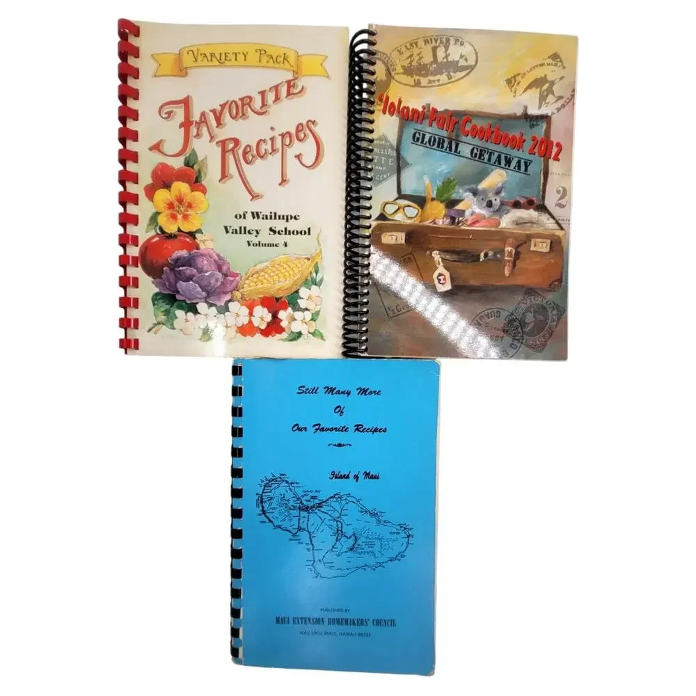 Vintage Hawaiian Spiral Bound Recipe Cookbooks Set of 3‎